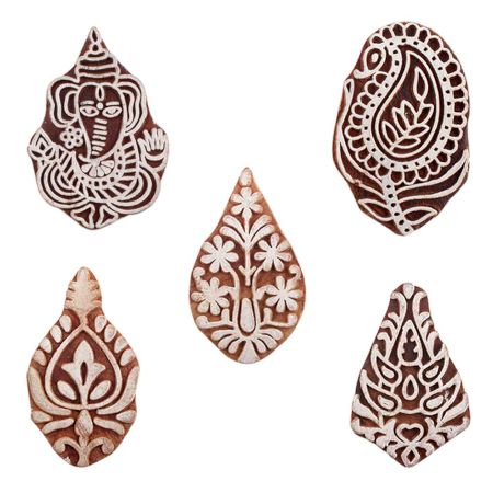 Set of 5 Piece New Mix Wooden Printing Blocks